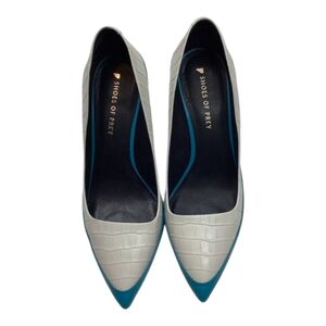Shoes‎ of Prey White and Teal Heels